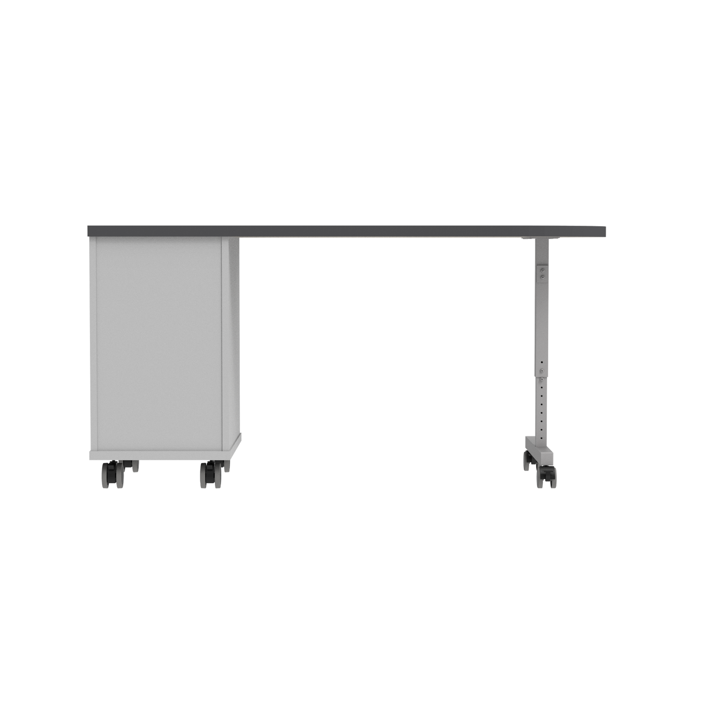 Universal Appleton Teacher’s Desk w/ Edge-Banded HPL Shaped Top and Reversible Storage Cabinet