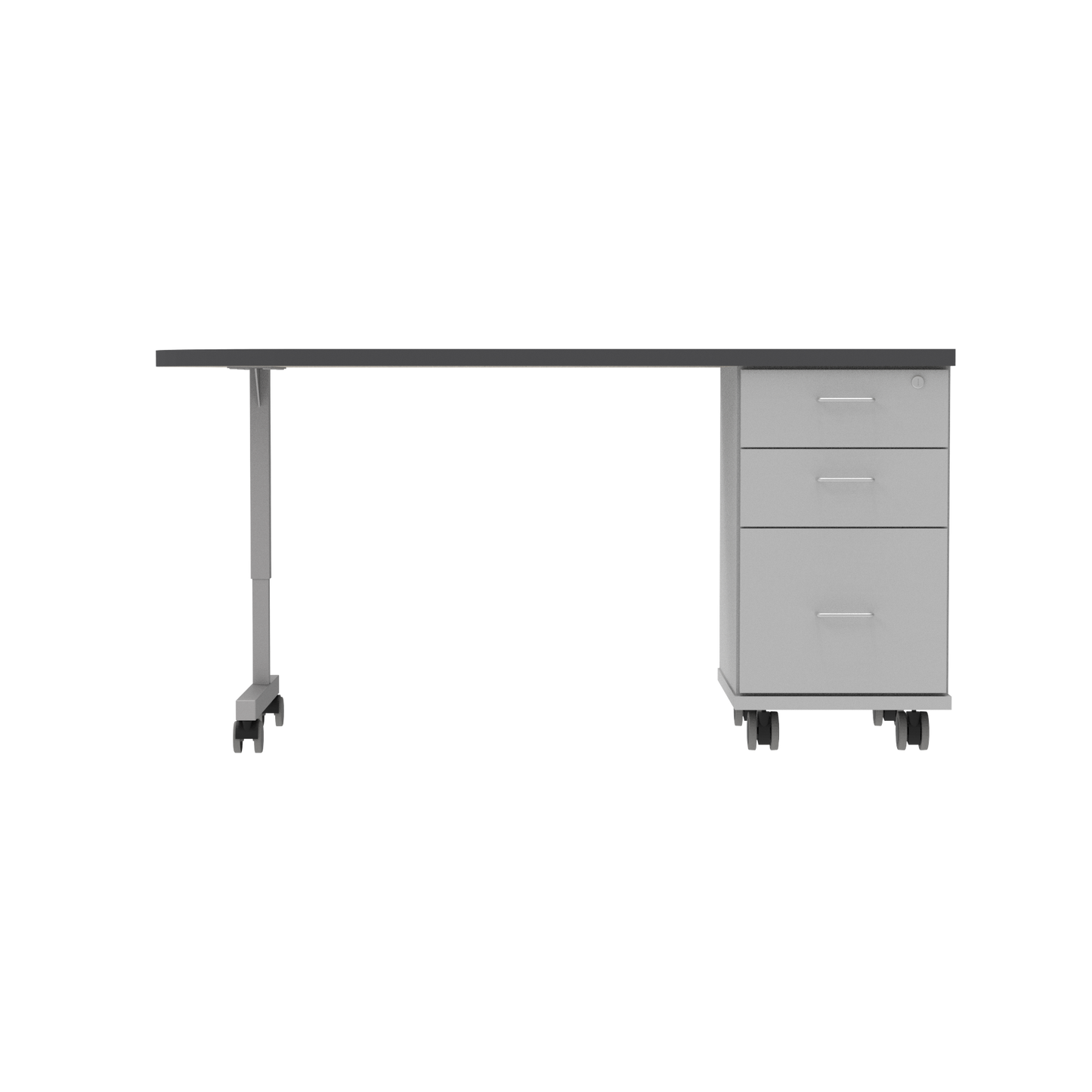 Universal Appleton Teacher’s Desk w/ Edge-Banded HPL Shaped Top and Reversible Storage Cabinet