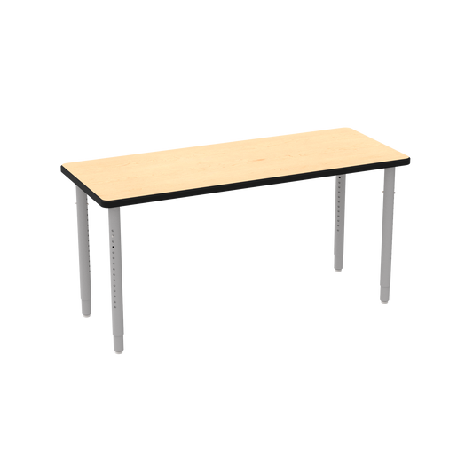 ELP7071-ADJG4-C88_WB Manufacturing ELO Rectangle Table (WB Hardrock Maple 1.25" Top, HPL Work Surface, Black Armor Edge, 2" Pin Adjustable Straight Round Legs (Leg Height 25"- 39") | Nylon Glides, None)