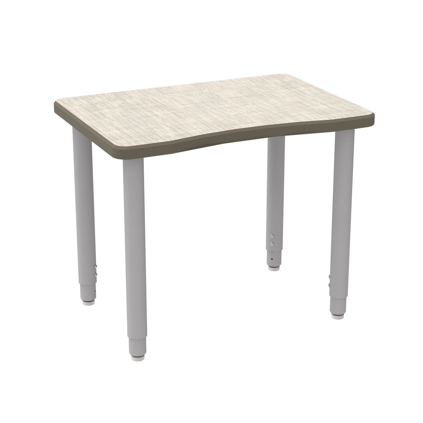 ELP7366-ADJG4-C88-HG-P23CH_WB Manufacturing ELO Plymouth II Desk (2" Pin Adjustable Straight Round Legs (Leg Height 25"- 39") | Grand Hank Glides, WB Hardrock Maple 1.25" Top, HPL Work Surface, Black Armor Edge, 23" Plastic Book Box)