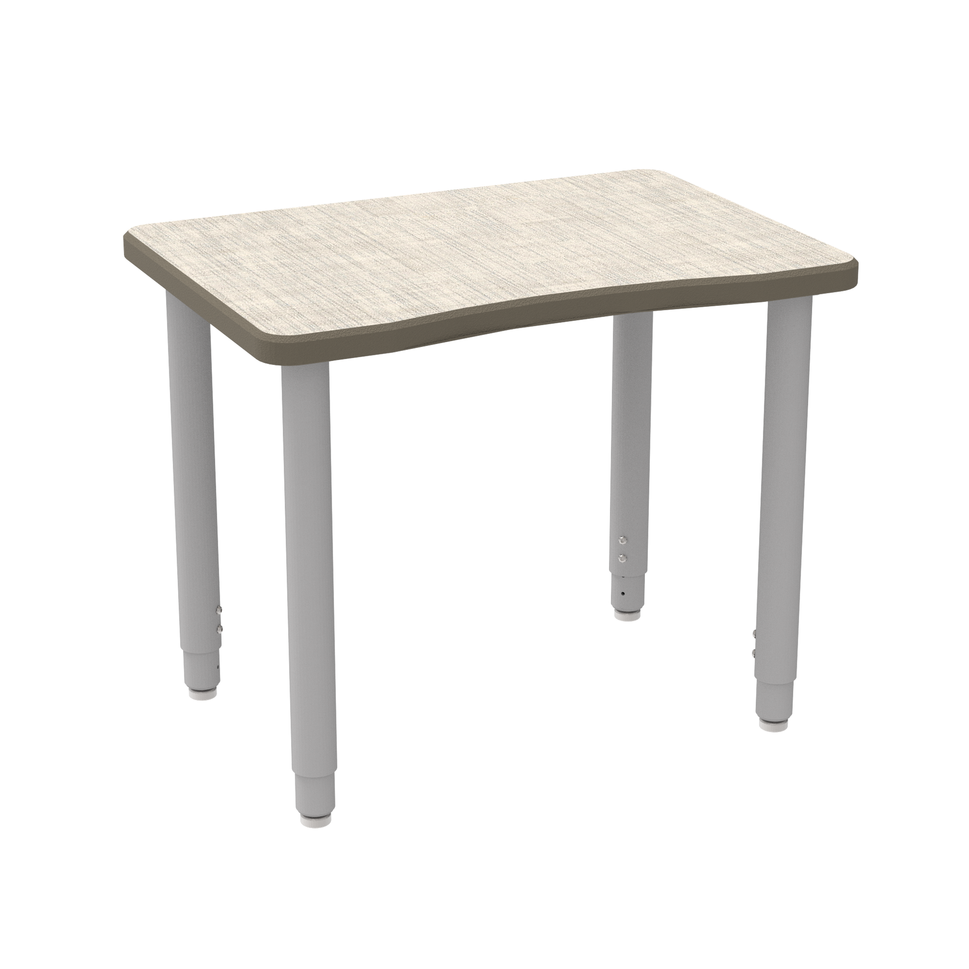 ELP7366-ADJG4-C88-HG-P23CH_WB Manufacturing ELO Plymouth II Desk (2" Pin Adjustable Straight Round Legs (Leg Height 25"- 39") | Grand Hank Glides, WB Hardrock Maple 1.25" Top, HPL Work Surface, Black Armor Edge, 23" Plastic Book Box)
