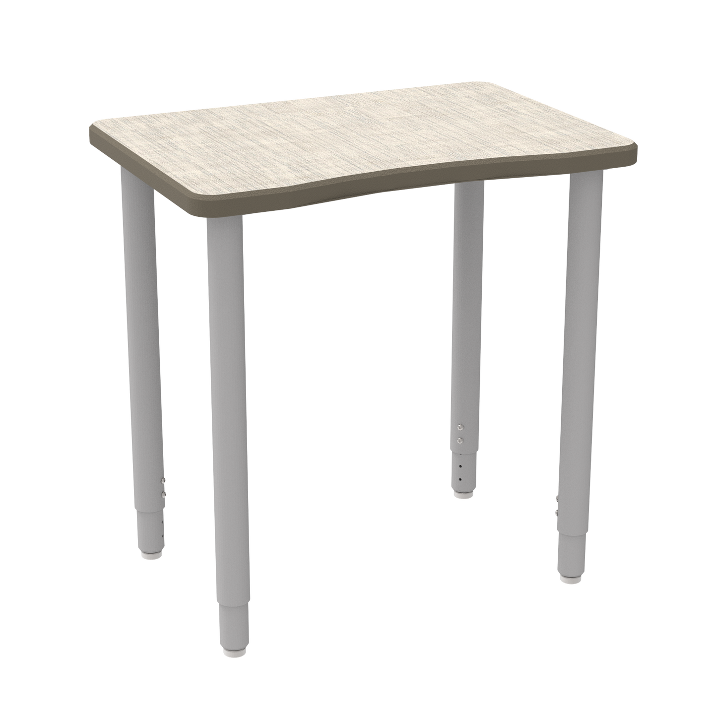 ELP7366-ADJG4-C88-HG_WB Manufacturing ELO Plymouth II Desk (2" Pin Adjustable Straight Round Legs (Leg Height 25"- 39") | Grand Hank Glides, WB Hardrock Maple 1.25" Top, HPL Work Surface, Black Armor Edge, None)
