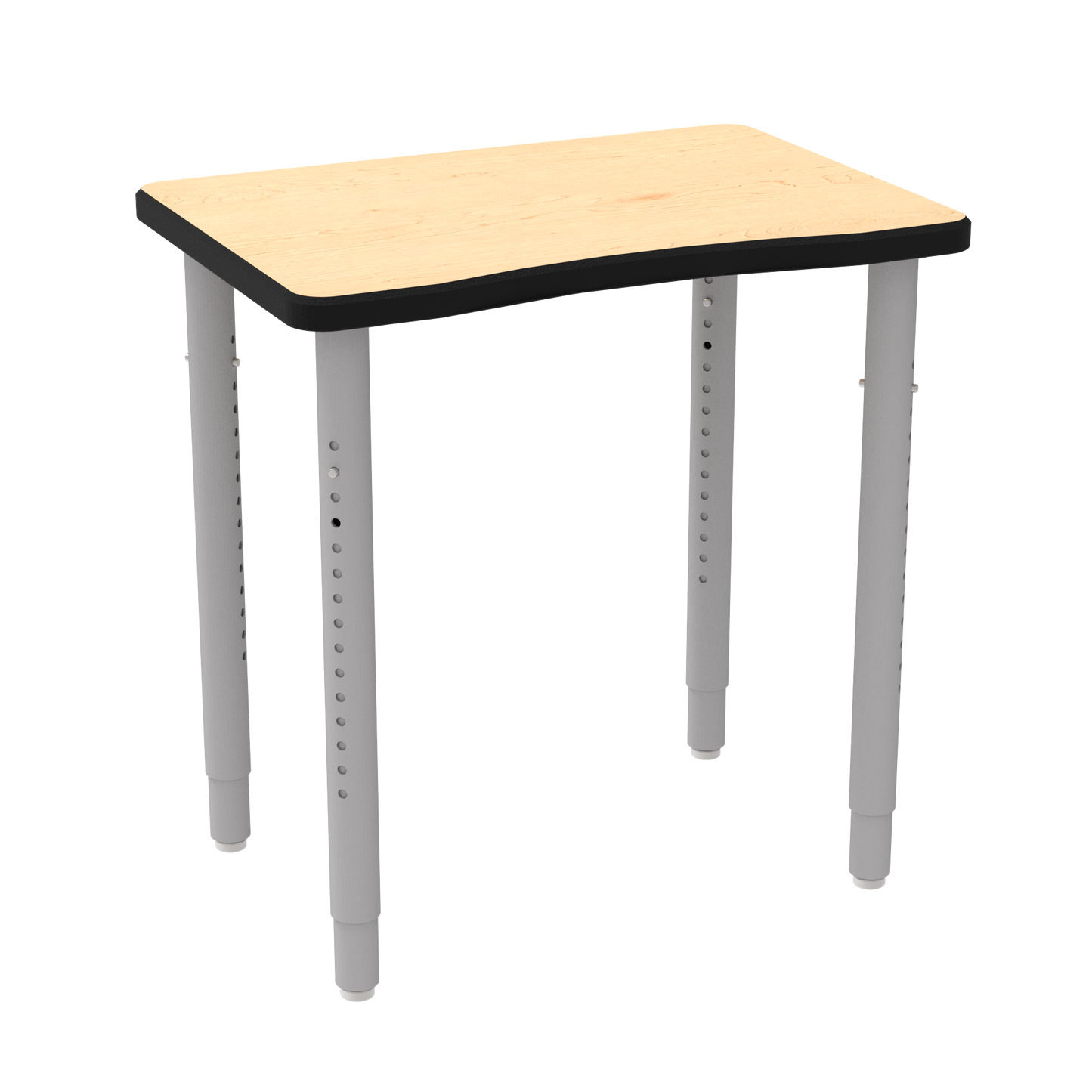 ELP7366-ADJG4-C88_WB Manufacturing ELO Plymouth II Desk (2" Pin Adjustable Straight Round Legs (Leg Height 25"- 39") | Nylon Glides, WB Hardrock Maple 1.25" Top, HPL Work Surface, Black Armor Edge, None)