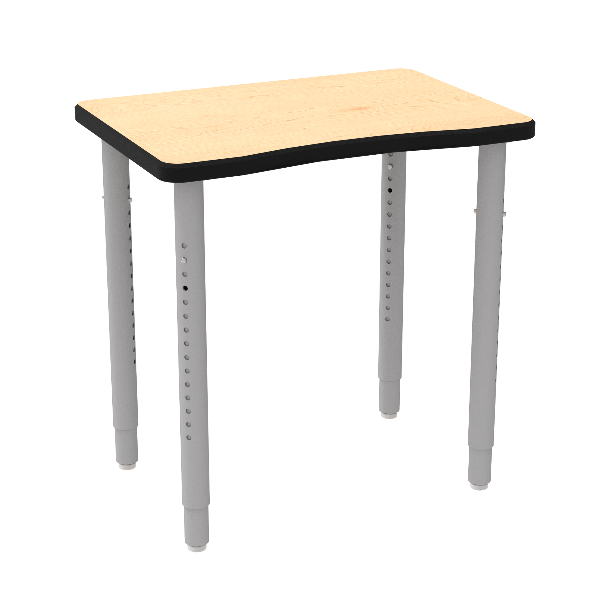 ELP7366-ADJG4-C88_WB Manufacturing ELO Plymouth II Desk (2" Pin Adjustable Straight Round Legs (Leg Height 25"- 39") | Nylon Glides, WB Hardrock Maple 1.25" Top, HPL Work Surface, Black Armor Edge, None)