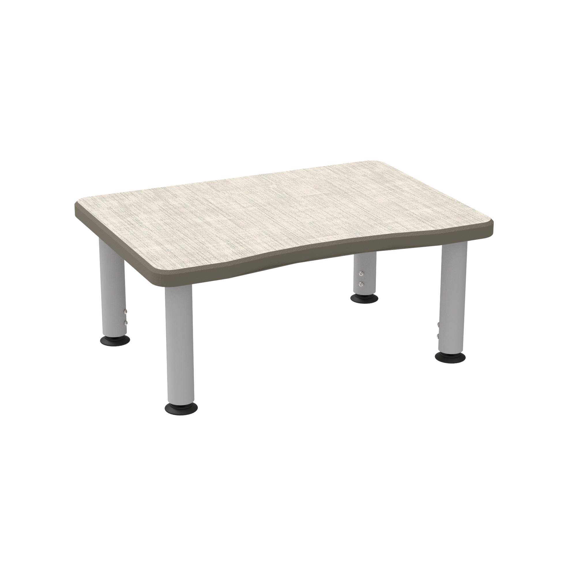 ELP7366-ADJG4-D17-S05_WB Manufacturing ELO Plymouth II Desk (2" Pin Adjustable Straight Round Legs (Leg Height 25"- 39") | Nylon Glides, Vision Vava, 1.25" Top, HPL Work Surface, Slate Grey Armor Edge, None)