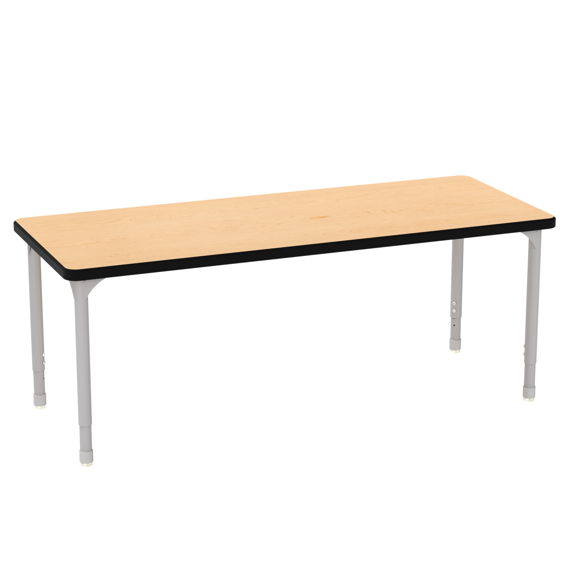 EON7071-EJAG4-C88_WB Manufacturing EON Rectangle Table (WB Hardrock Maple 1.25" Top, HPL Work Surface, Black Armor Edge, Nylon Glides, None)