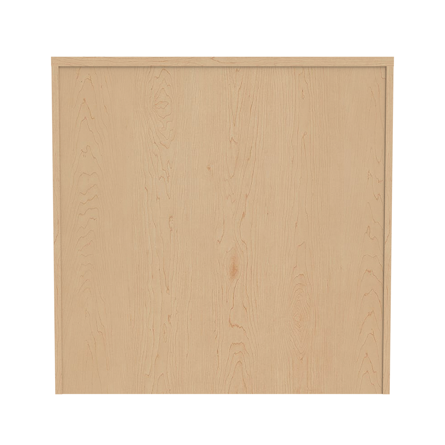 Wooden bookshelf with two adjustable shelves, back view