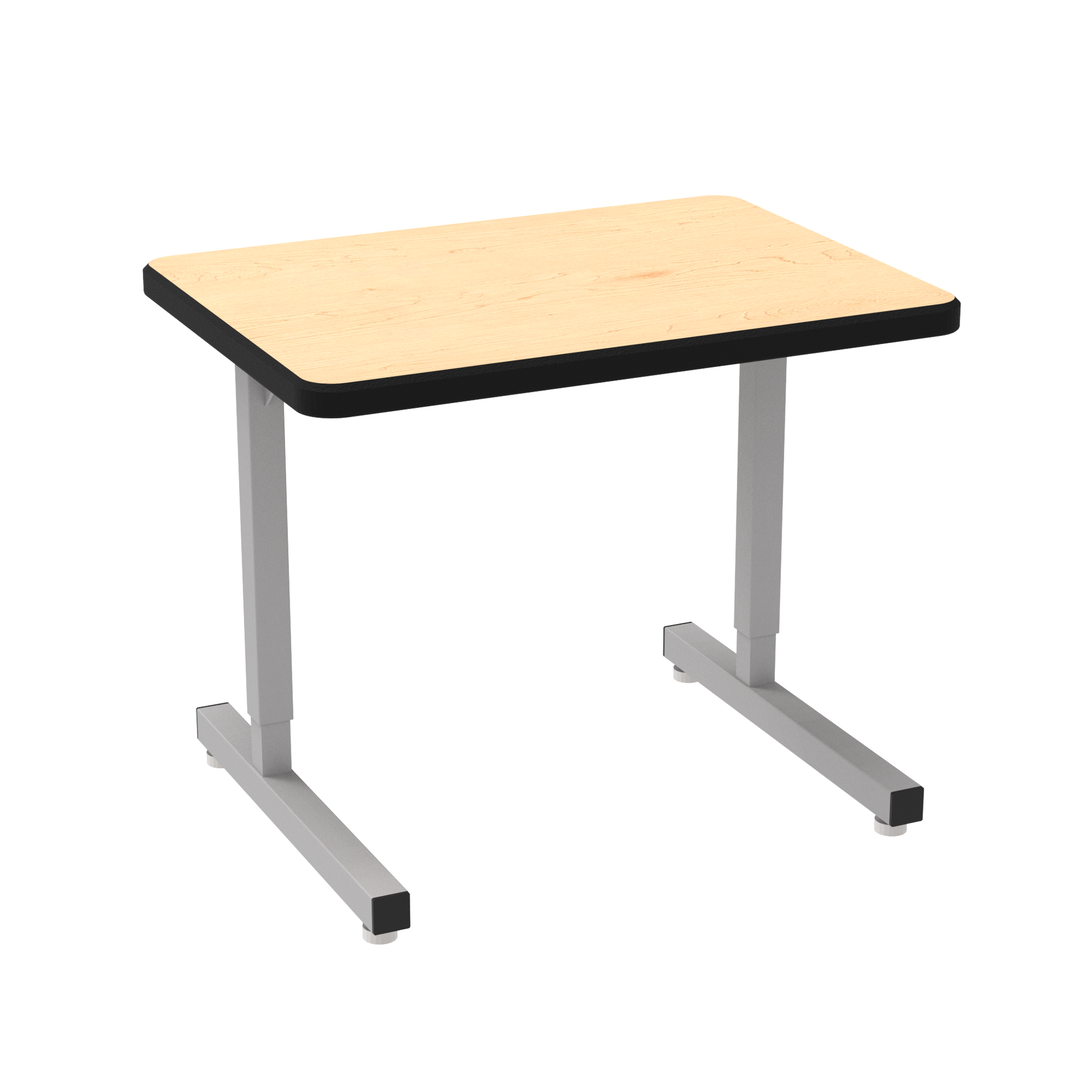 UNET7362-EJAG4-C88_WB Manufacturing UNE-T Plymouth Desk (WB Hardrock Maple, 1.25" Top, HPL Work Surface, Black Armor Edge, Nylon Glides, None)