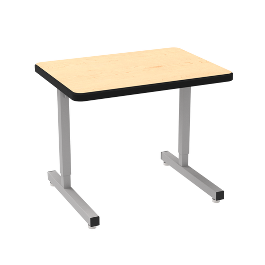 UNET7362-EJAG4-C88_WB Manufacturing UNE-T Plymouth Desk (WB Hardrock Maple, 1.25" Top, HPL Work Surface, Black Armor Edge, Nylon Glides, None)