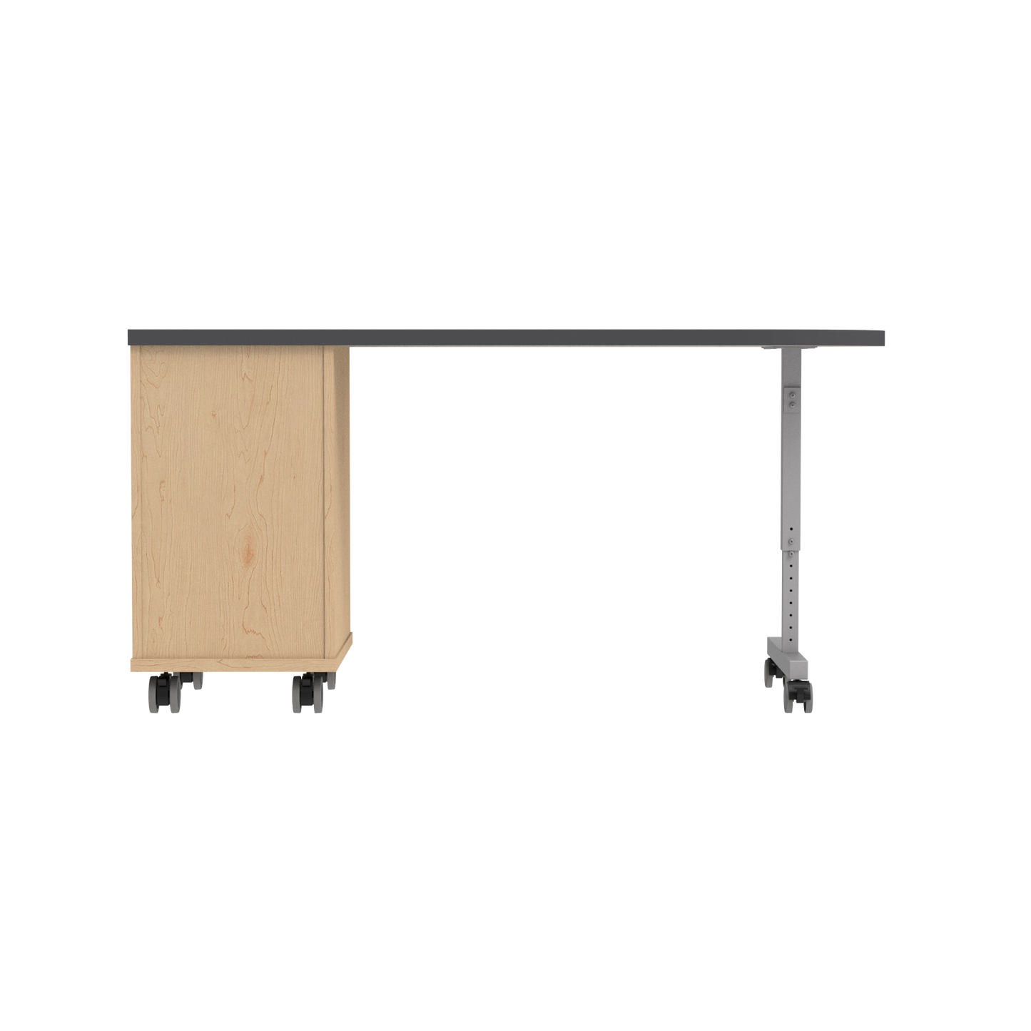 Universal Appleton Teacher’s Desk w/ Edge-Banded HPL Shaped Top and Reversible Storage Cabinet
