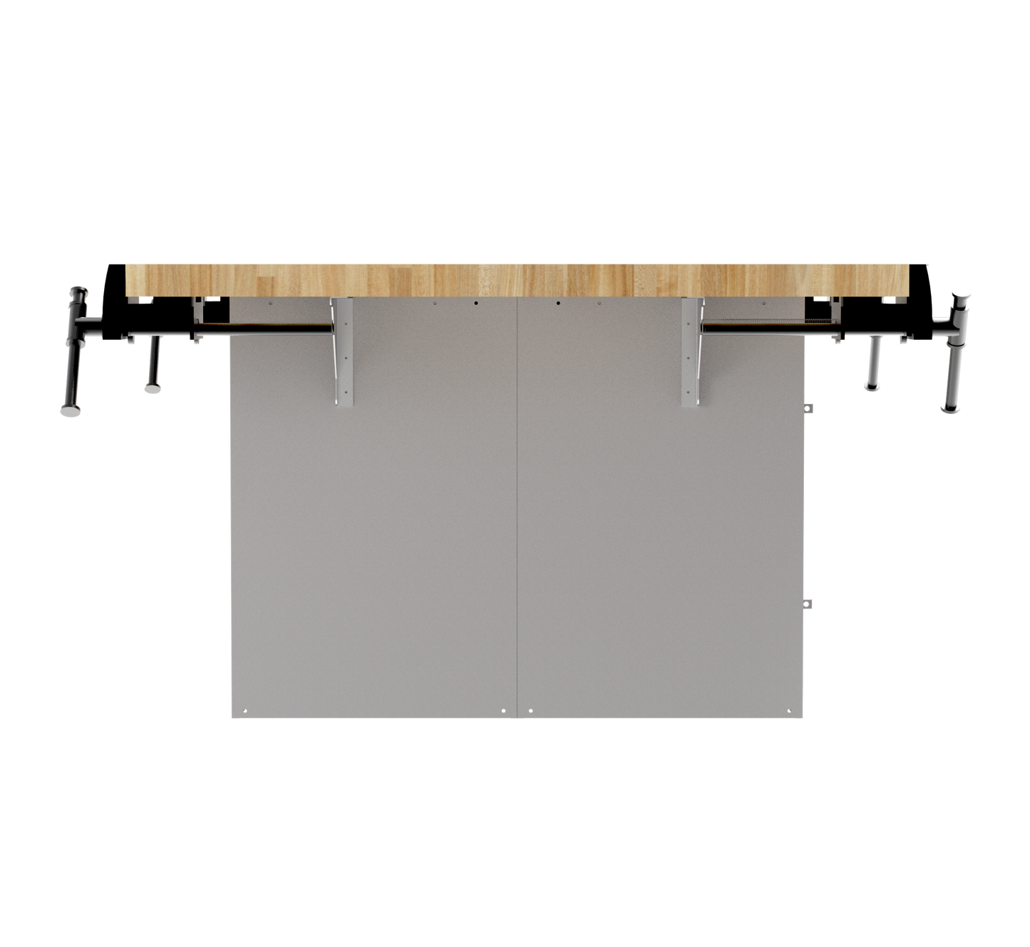 Forum Industrial Arts Four-Station Workbench with Steel Lockers